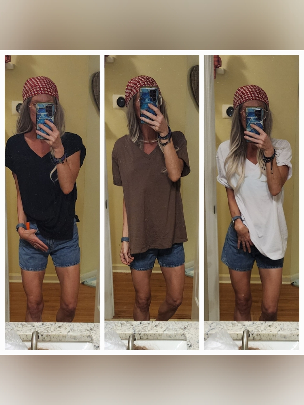 Bundle Of 3 Perfect Basic Neutral Oversized V-Neck Tees